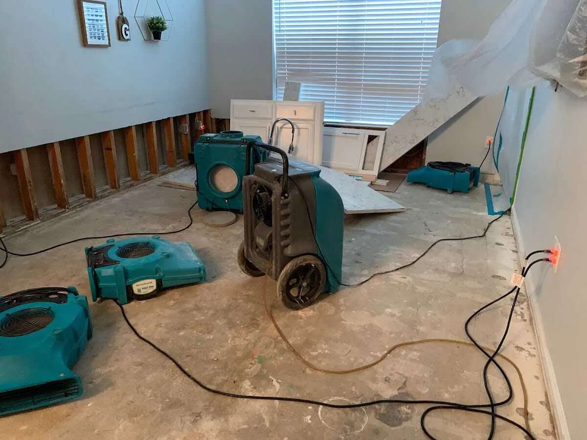 Dehumidifier in flood-cut room for Water Extraction & Removal in Godley